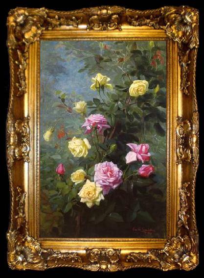 framed  unknow artist Still life floral, all kinds of reality flowers oil painting  54, ta009-2